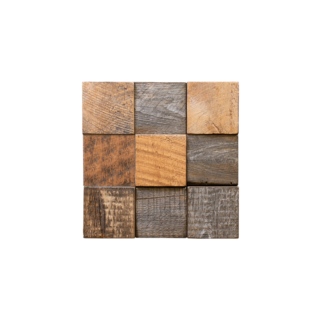 Buckskin Grid Wood Mosaic Tile